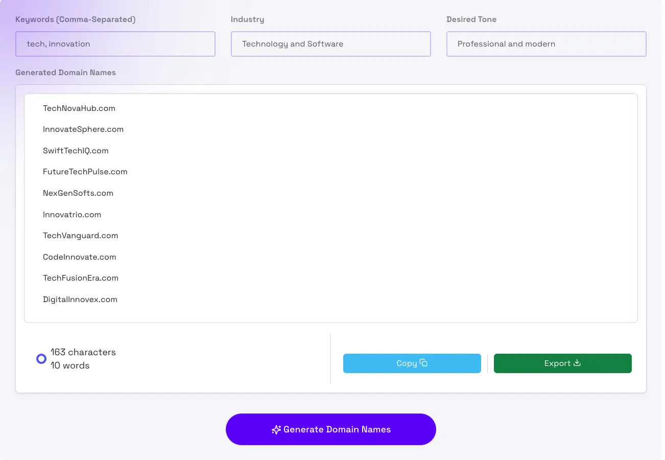Domain Name Generator AI Tool