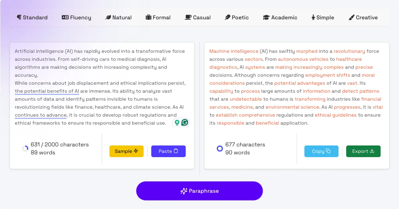 Paraphraser AI Tool