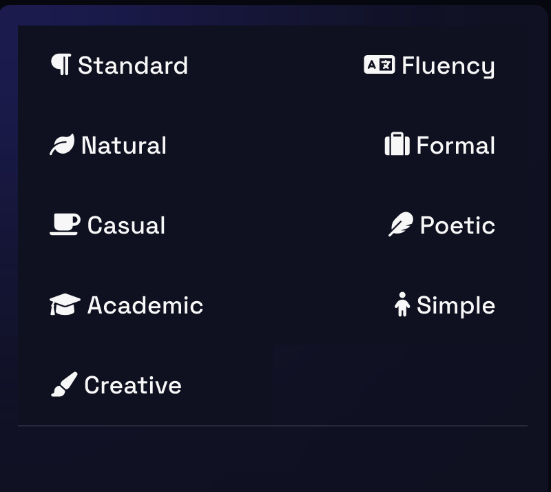 Select a tone for your paraphrased content